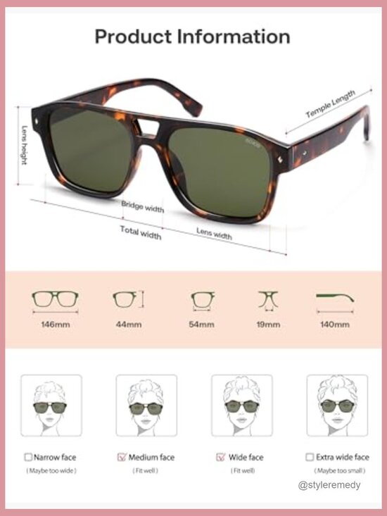 Retro Square Polarized Aviator Sunglasses with UV400 TAC Lenses